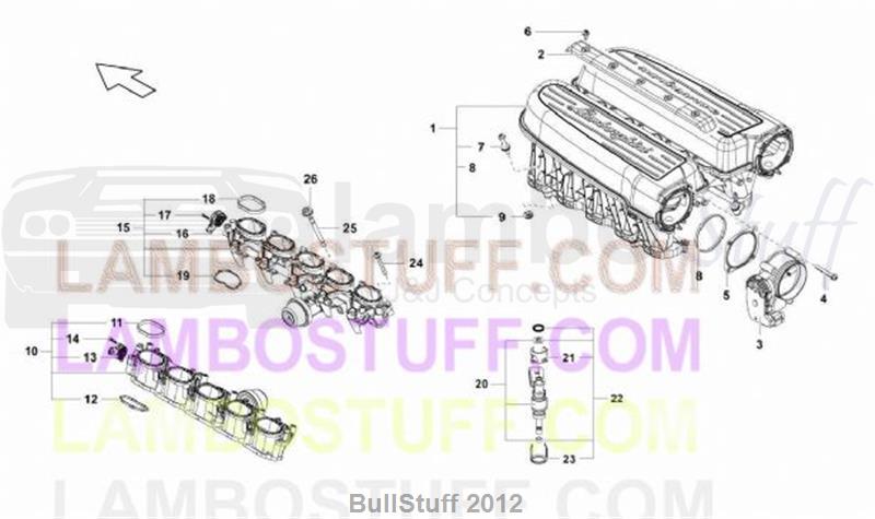 2014 Lamborghini GALLARDO LP 570-4 SPYDER PERFORMANTE EUROPE INTAKE MANIFOLD (129.05.00)